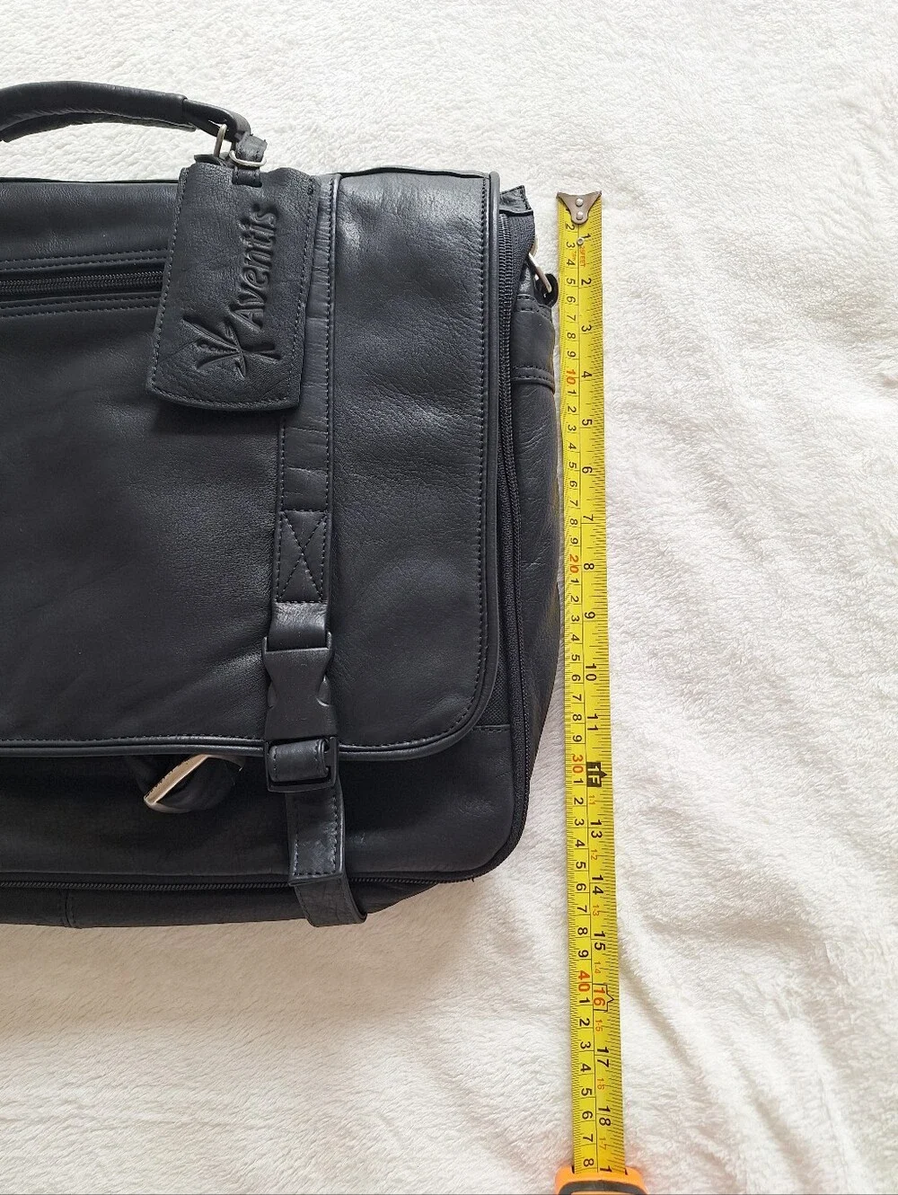 NEW Canyon Outback Black Leather Laptop Briefcase Aventis Messenger Bag 16